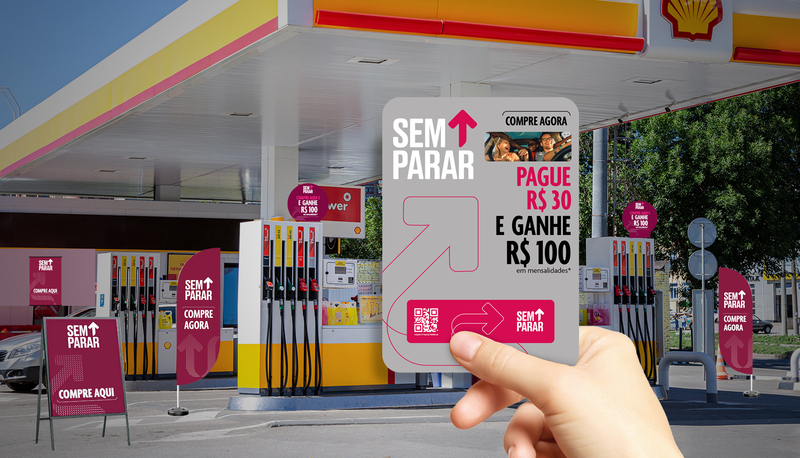 Samara, Russia - June 18, 2021: Shell gas station in sunny day. Shell V-power petrol station. Royal Dutch Shell is an Anglo-Dutch multinational oil and gas company