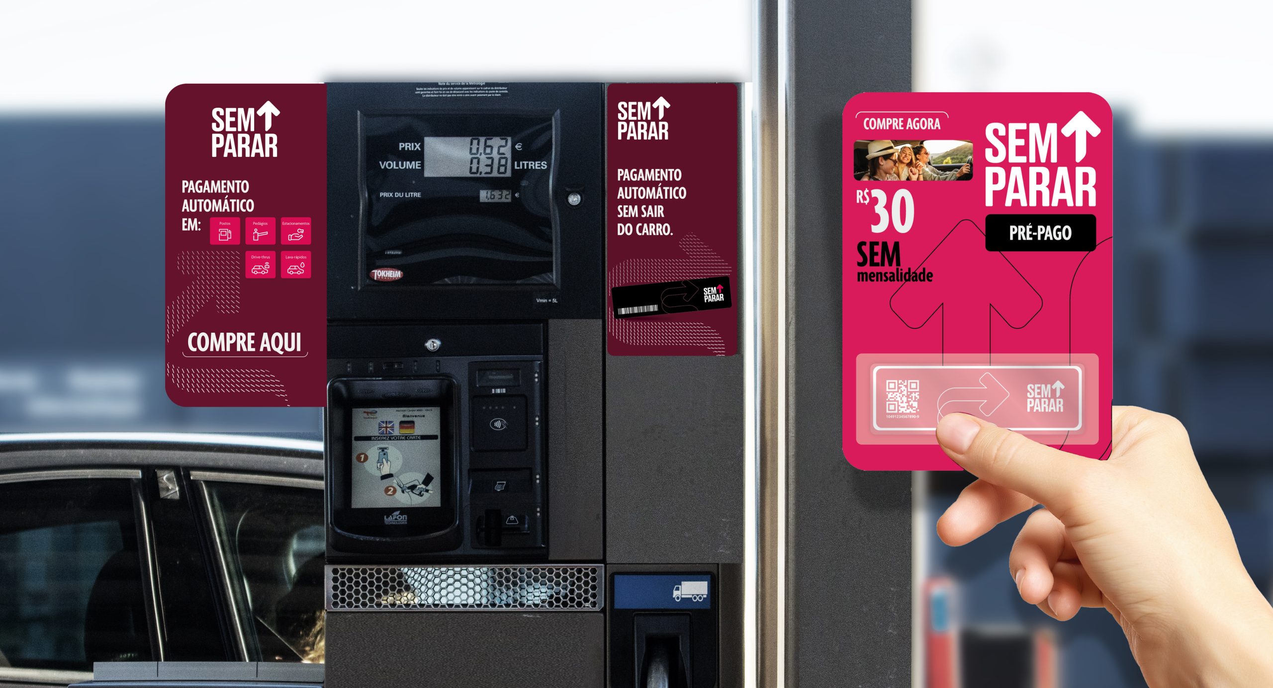 France, 01 January 2025 : Diesel gas pump with signage and car in background
